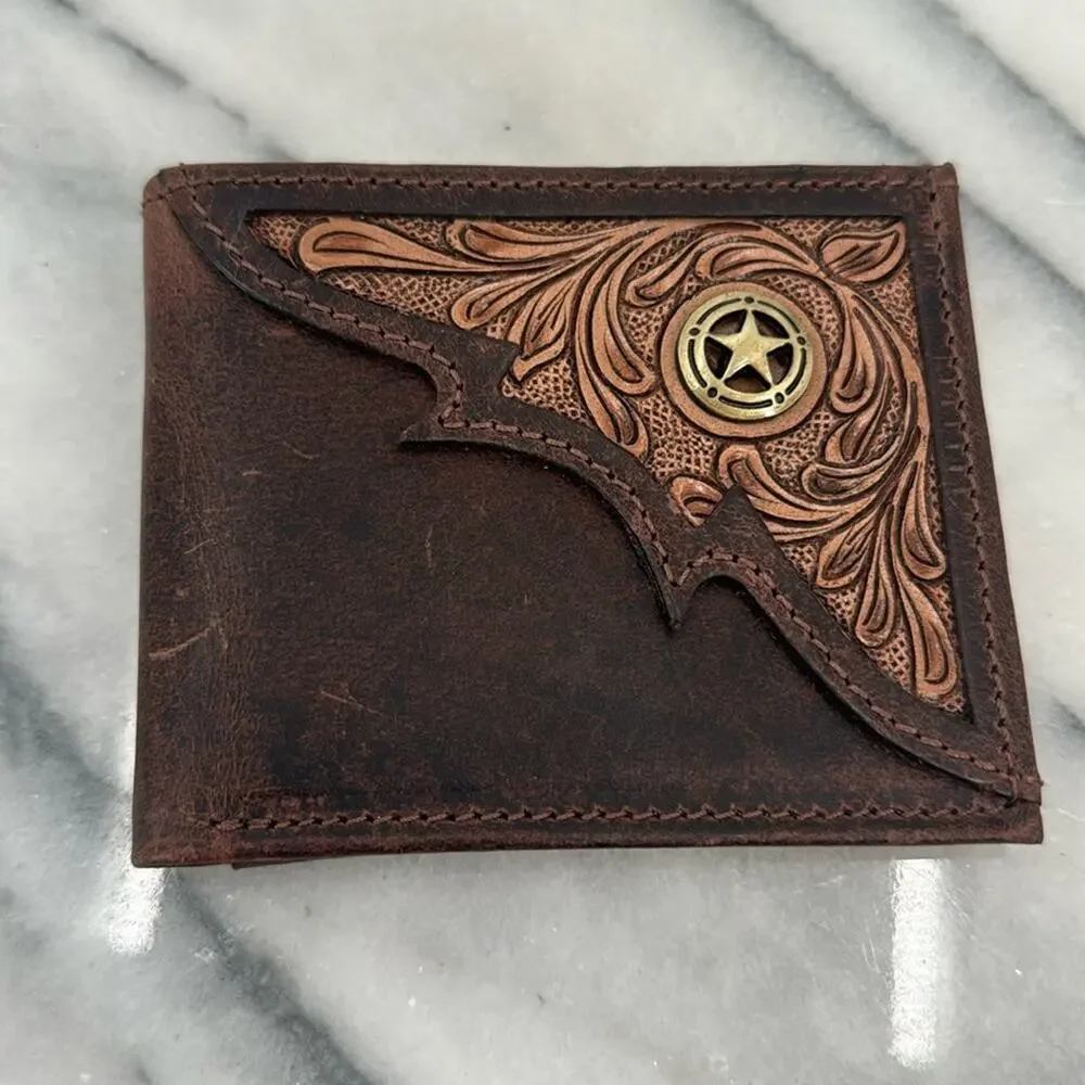 NWT RAWHYD Leather Raw HYD Rfid Wallet for with Star Concho Western Wallet